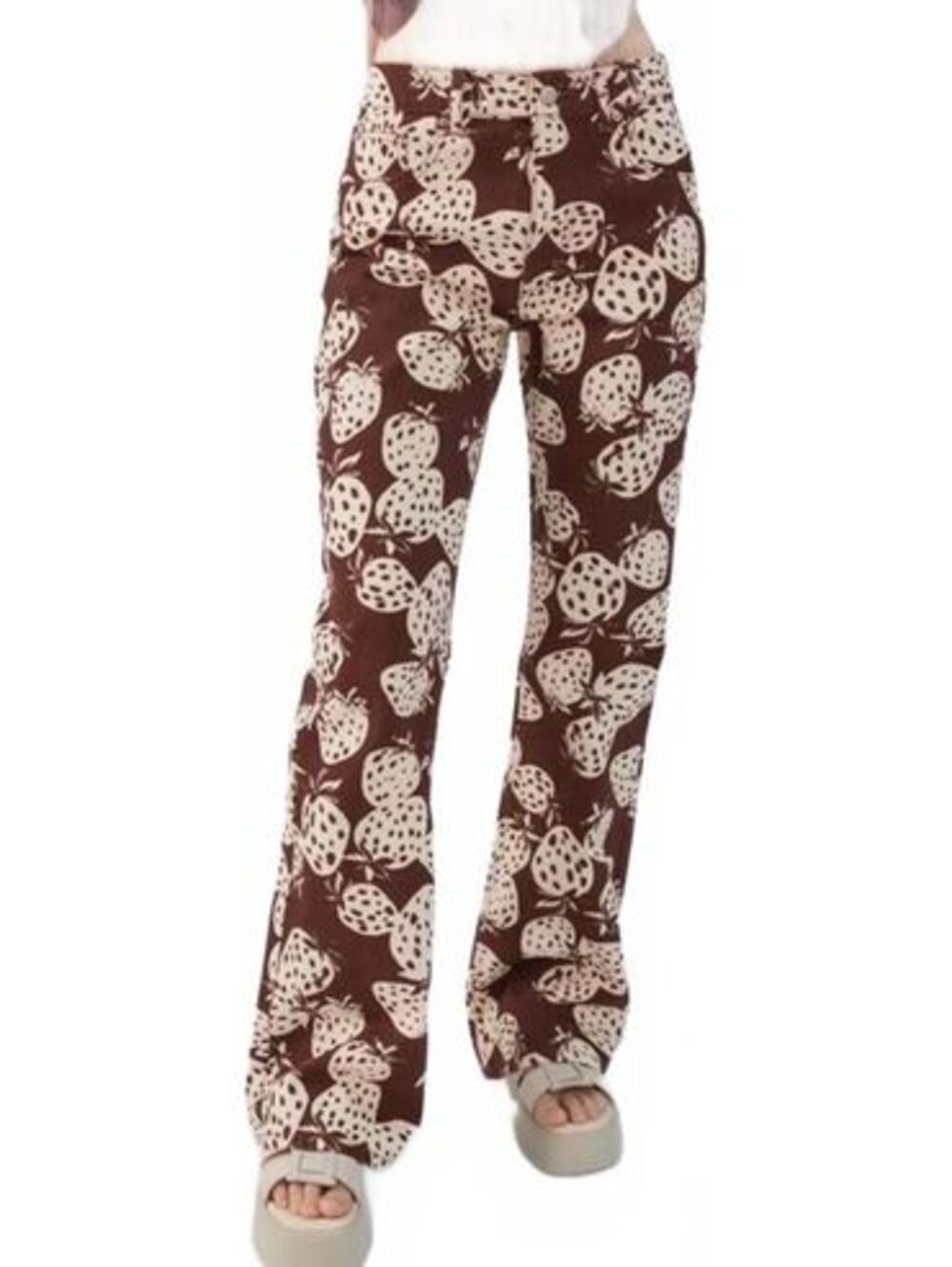 BDG Urban Outfitters 90s Bootcut Jeans 25 Brown Strawberry Print Y2K